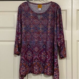 Ruby Road Bohemian Print Women's Tunic Top EUC